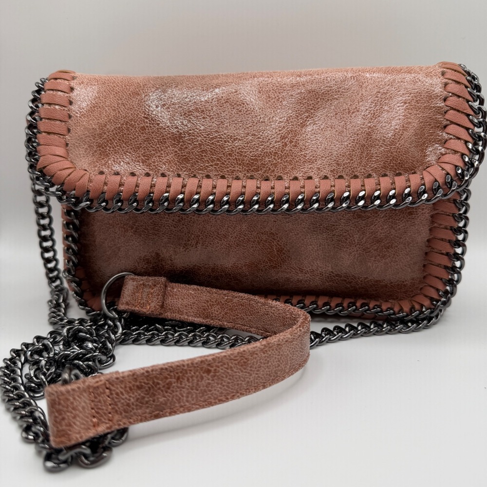 Chicos Cuteโ Mauve Vegan Leather Whipstitch Chain Crossbody Bag